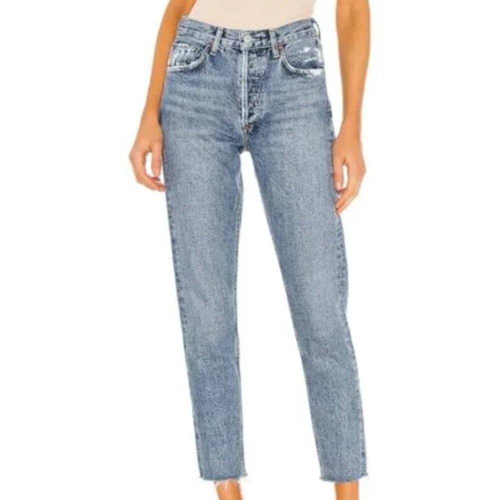 AGOLDE Jamie High Rise Classic Strait Leg Raw Hem Jean Size 28